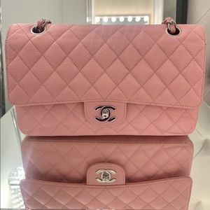 Chanel Classic Medium Double Flap Bag Pink Leather